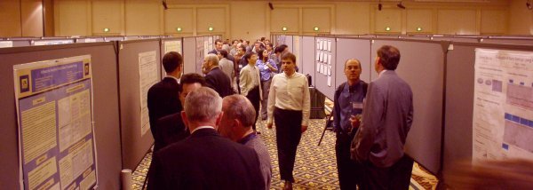 A view of a poster session at the AIChE 2003 Annual Meeting.